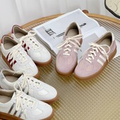 慢先森 326 女板鞋 327 德训鞋 复古百搭休闲真皮系带拼色新款