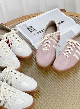 慢先森 德训鞋复古百搭休闲真皮系带拼色新款女板鞋 327-12/326