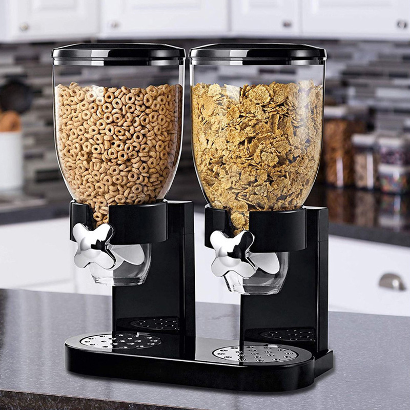 跨境麦片机2L单桶双桶三桶谷物分配器厨房五谷杂粮立式储物收纳罐