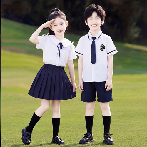 校服裙女童两件套中小学生运动会条纹新款演出服短袖班服大班园服