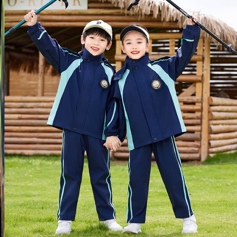 小学生班服春秋季学院风蓝白彩虹男童一年级穿搭运动员棒球服新款