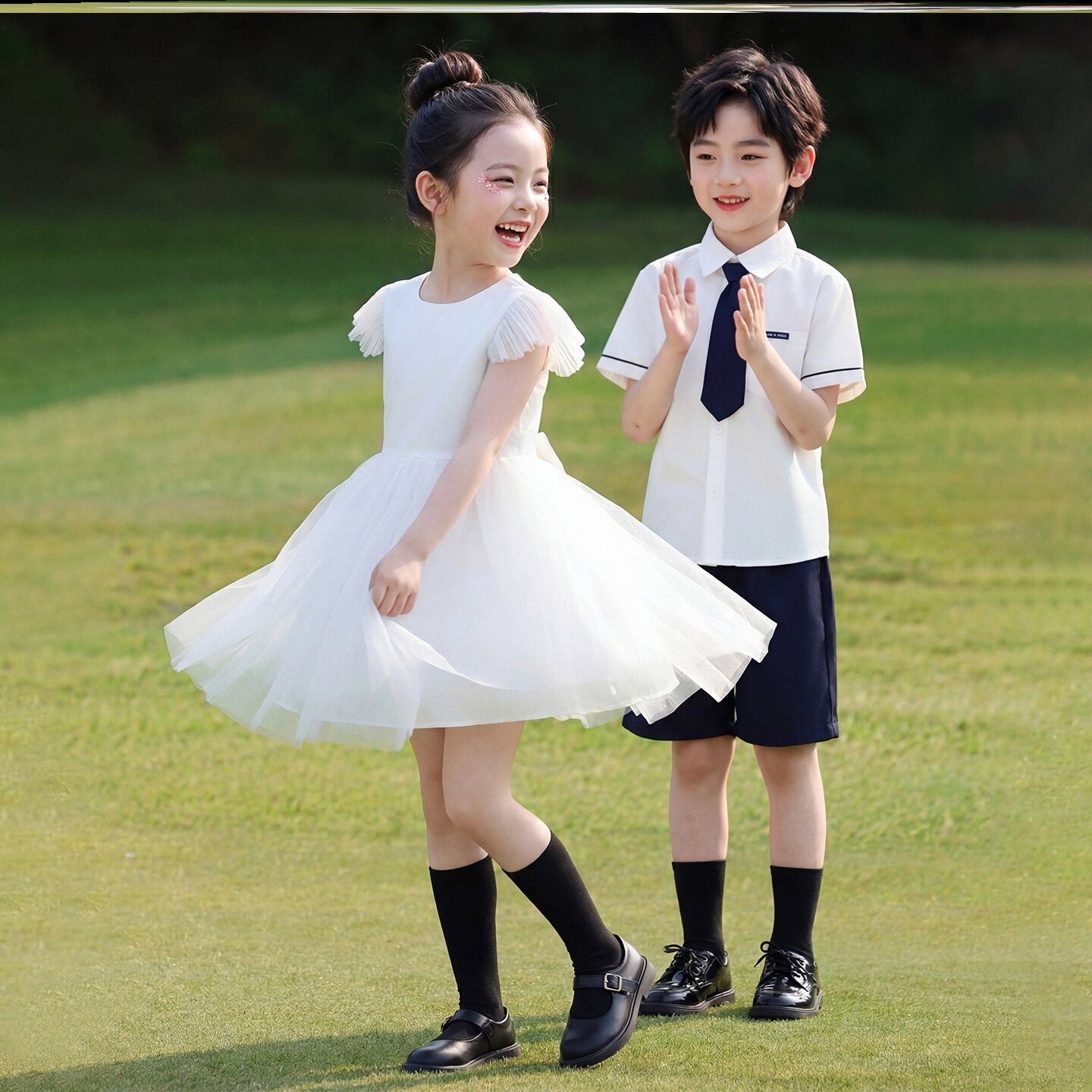 小学生班服毕业班合唱六一两件套英伦风入园照幼儿园古风运动会