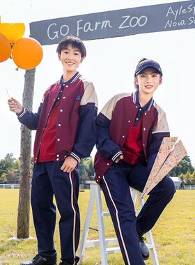 运动风校服中大童春秋装男女装初高中会裤子生儿童潮套装中学蓝白