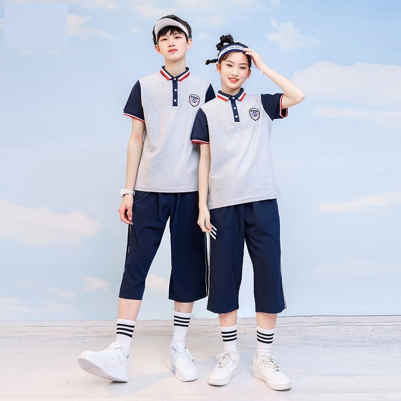 小学生班服天蓝海军风小朋友春季儿童表演服翻领两件套休闲礼服