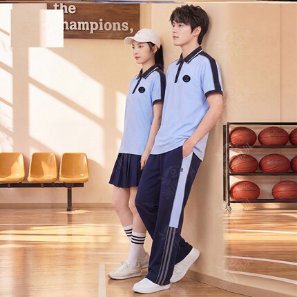 辽宁省沈阳市浑南区中学夏季校服第三款儿童初高中短袖班服定做