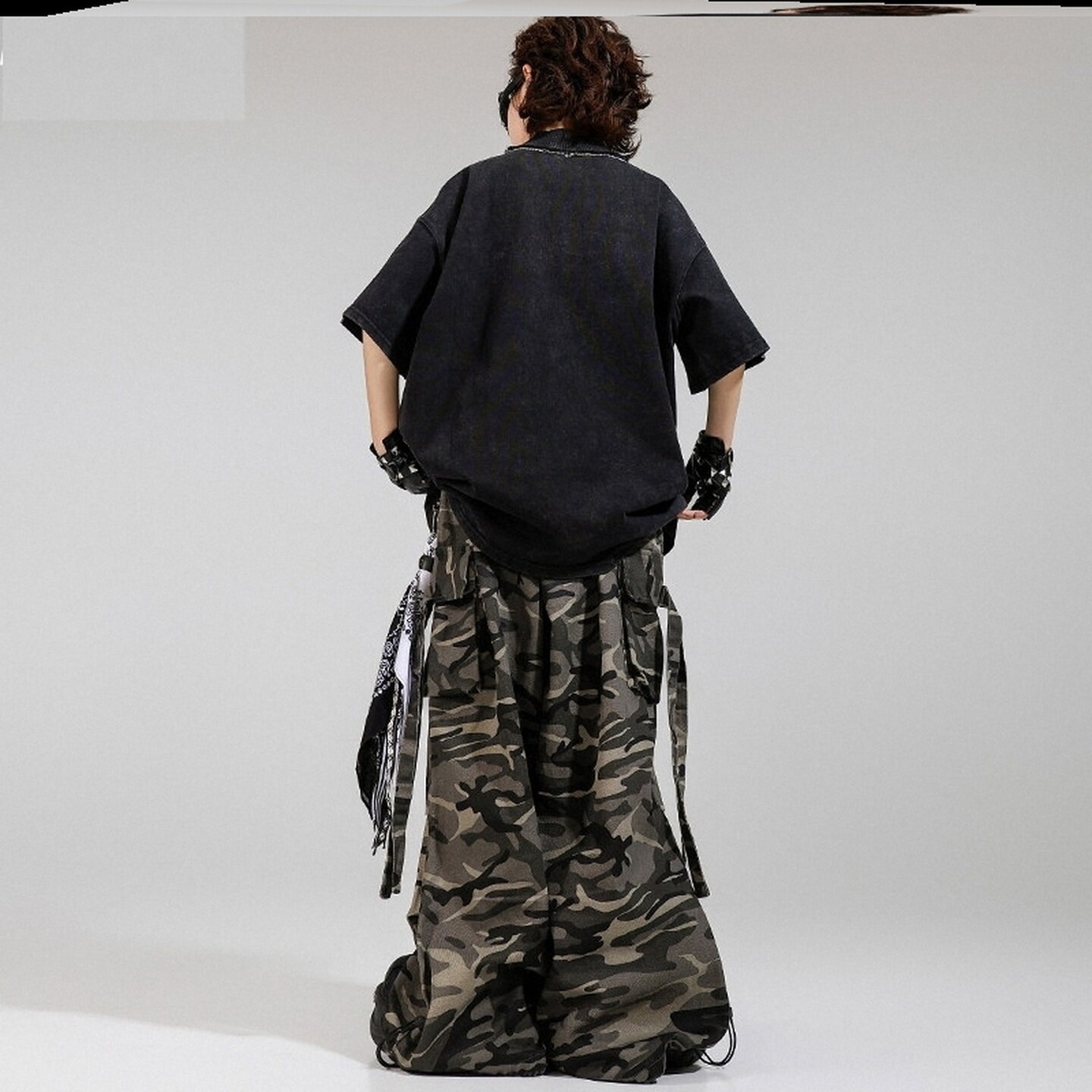 街舞儿童架子鼓宽松locking长裤潮流做旧T恤潮牌女童服装炸街痞