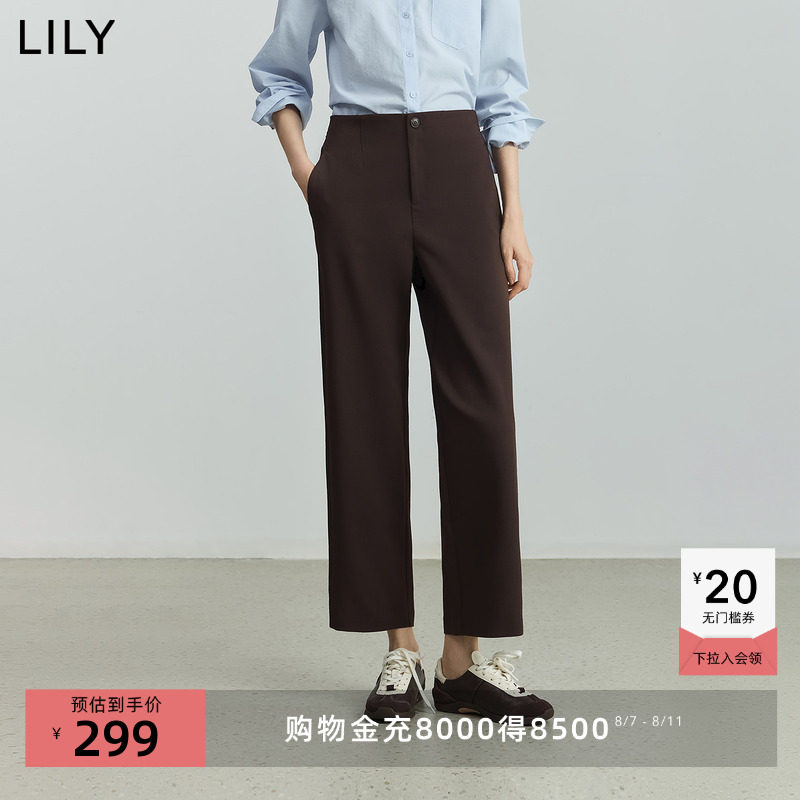 菁英系列LILY2025秋新款女装复古老钱风休闲通勤直筒微锥裤西裤