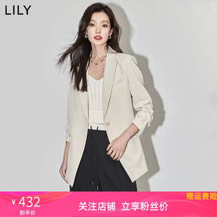 女装 LILY2024春新款 气质职业通勤款 复古纯色一粒扣休闲西装 外套女