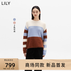 【商场同款】LILY2023冬新款女装含兔毛气质休闲通勤款毛衣内搭女