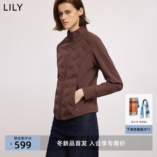 LILY2025冬新款复古轻薄90鹅绒修身百搭通勤羽绒服外套内胆女短款