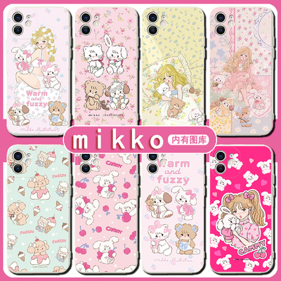 mikko联名原创手机壳适用于苹果14华为mate50Pro周边iPhone13promax小米12荣耀80一加ACE2粉色少女可爱新日系
