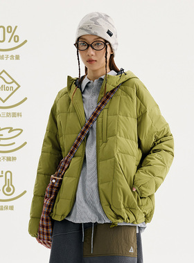 BuPaiDui 95绒秋冬轻薄款连帽羽绒服女复古运动穿搭2024新款外套