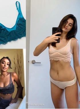 Uo绝美拼色款~元！摩卡拼黑色蕾丝~下摆延长式~自带龙骨~抹胸文胸