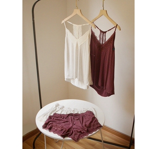 【断码特惠】元！软滑舒服死~拼接蕾丝~吊带+短裤~夏日清凉睡衣