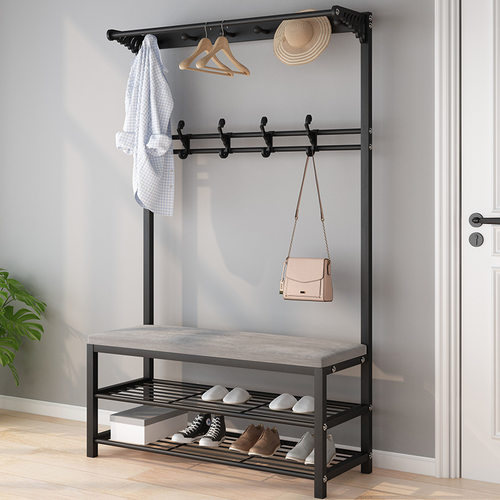 Shoe changing stool hanging clothes rack integrated househo