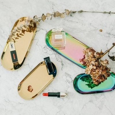 Nordic Style Gold Oval plate jewelry storage small tray sta