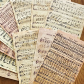 Journal复古乐谱曲谱系列一 纯手工咖啡染纸 Junk 手帐拼贴素材纸