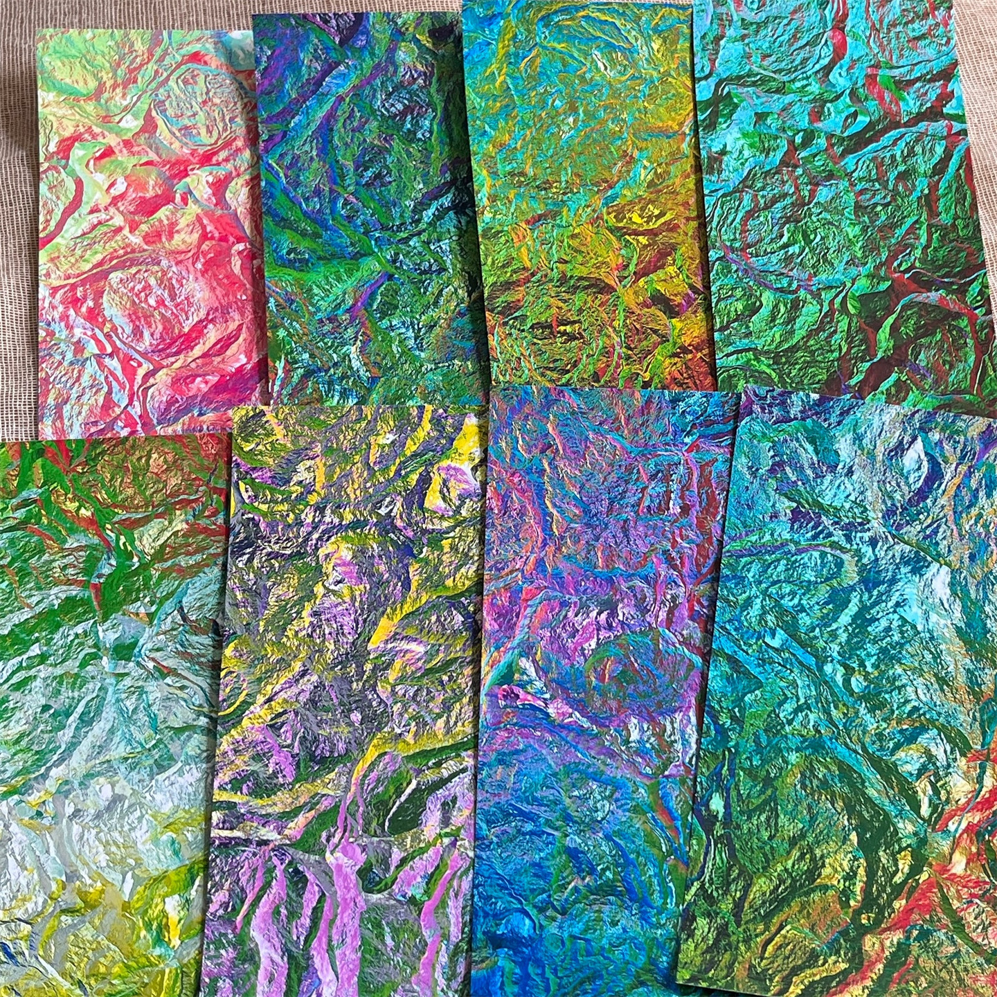 junk journal仿糖纸纹理彩色艺术素材手帐装饰拼贴摆拍亮面背景纸