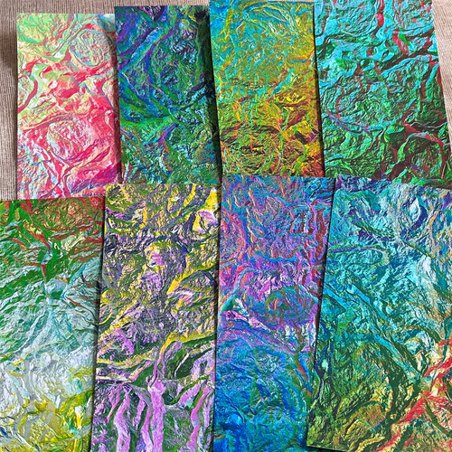 junk journal仿糖纸纹理彩色艺术素材手帐装饰拼贴摆拍亮面背景纸