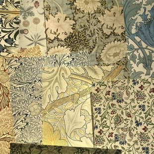 junk journal复古花纹背景纸 手帐拼贴装饰便签素材纸