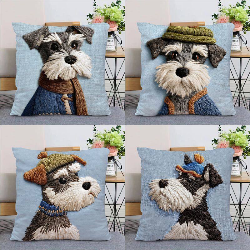 爆款治愈雪纳瑞时尚平面印花抱枕床头居家枕办公室午睡枕沙发枕头,居家布艺,靠垫/抱枕,淘宝优惠券,粉丝福利购,淘宝优惠卷