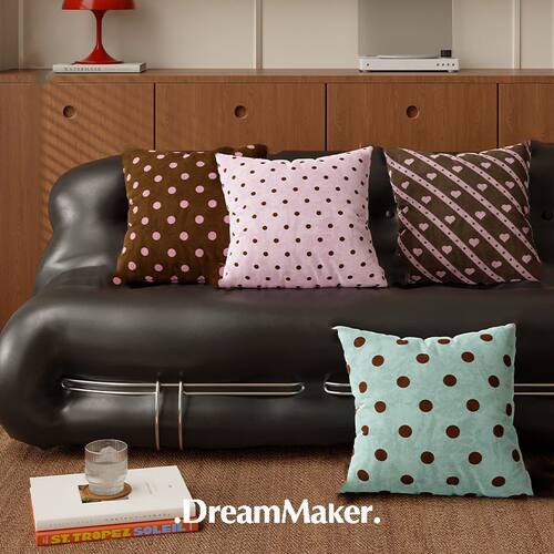 复古波点爱心枕头套正方形卧室床头枕办公室椅靠枕客厅沙发靠抱枕