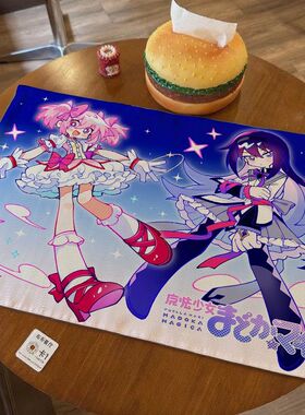 魔法少女小圆棉麻桌布卧室卡通复古耐脏桌垫布学生手账装饰背景布