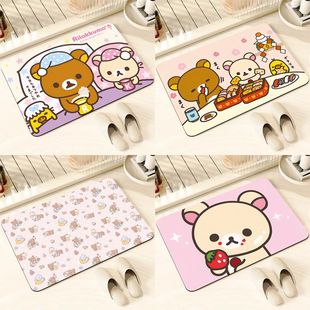 ins可爱轻松熊硅藻泥地垫卡通浴室卫生间防滑吸水垫入门耐脏脚垫