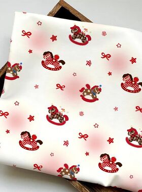 红色蝴蝶结小马桌布可爱星星布料大肠发圈新年桌布装饰拍照背景布