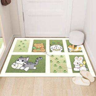 可爱猫咪硅藻泥地垫入户门家用玄关进门脚垫浴室吸水防滑耐脏垫子