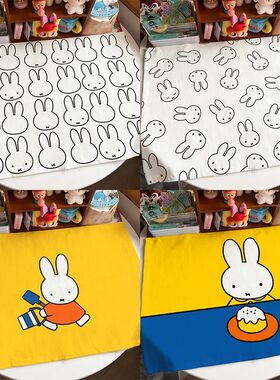 韩系ins风棉麻米菲兔简约线条餐垫可爱棉麻桌面装饰手账棉麻桌垫