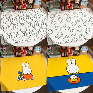 韩系ins风棉麻米菲兔简约线条餐垫可爱棉麻桌面装饰手账棉麻桌垫