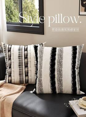 轻奢高级沙发抱枕客厅含芯枕套网红飘窗靠枕黑白靠垫样板间靠背垫