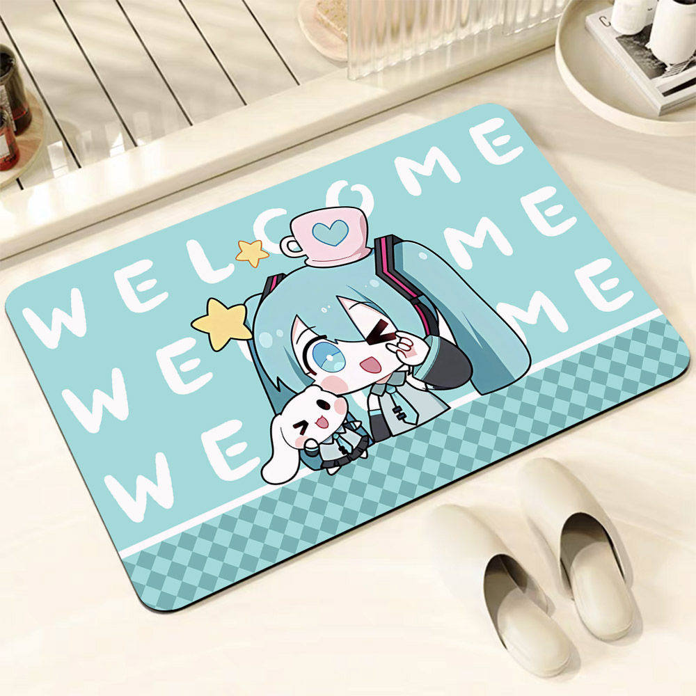 初音未来MIKU联名三丽鸥硅藻泥地垫玄关入户脚垫子浴室卫生间吸水,居家布艺,入户地垫,淘宝优惠券,粉丝福利购,淘宝优惠卷
