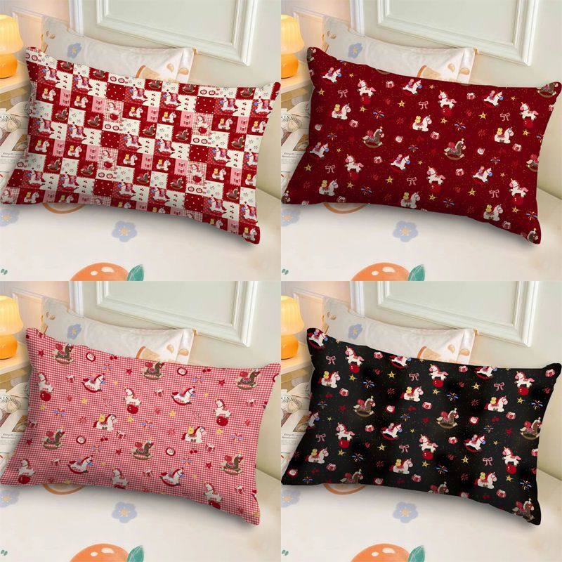 卡通烟花马年抱枕红色喜庆装饰摆件枕头套可爱趴睡枕腰垫靠背枕套