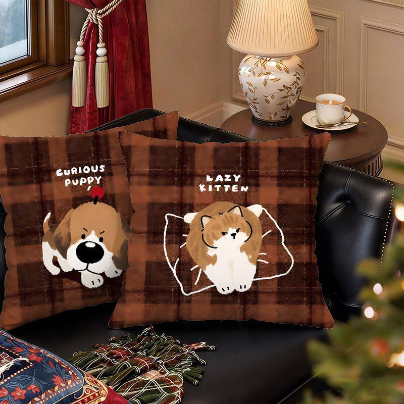 美拉德猫猫抱枕沙发客厅靠垫日式复古飘窗可拆洗靠枕套卧室床头枕