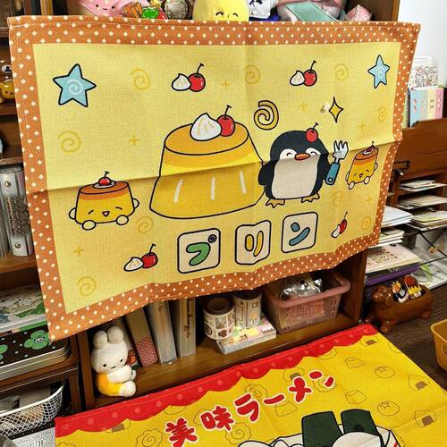 椰岛原创「棉麻桌布」可爱布丁船拉面碗拼布企鹅古早手帐本拍照布