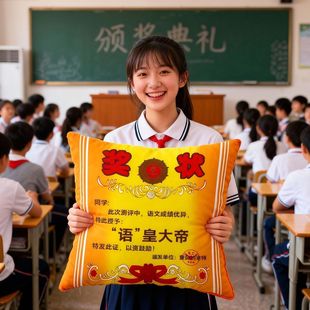 语文数学英语期末奖状抱枕学生奖品可定制靠垫创意学科表彰礼物