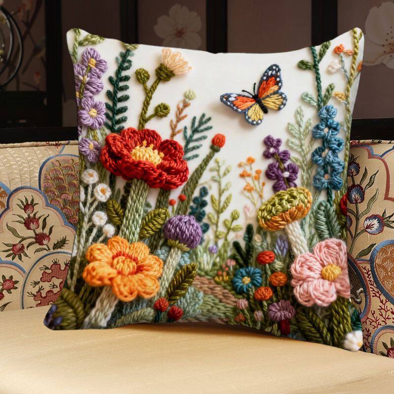 花卉蝴蝶抱枕套外皮办公室客厅沙发装饰靠枕垫套平面印花可拆洗枕