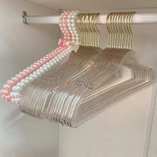 ins透明衣架亚克力金粉水晶珍珠仙女衣挂少女心可爱学生衣服撑子