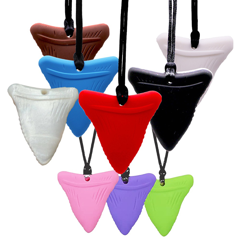 宝石硅胶磨牙棒水晶咬牙项链感官吊坠儿童咬牙男孩女孩自闭症适用