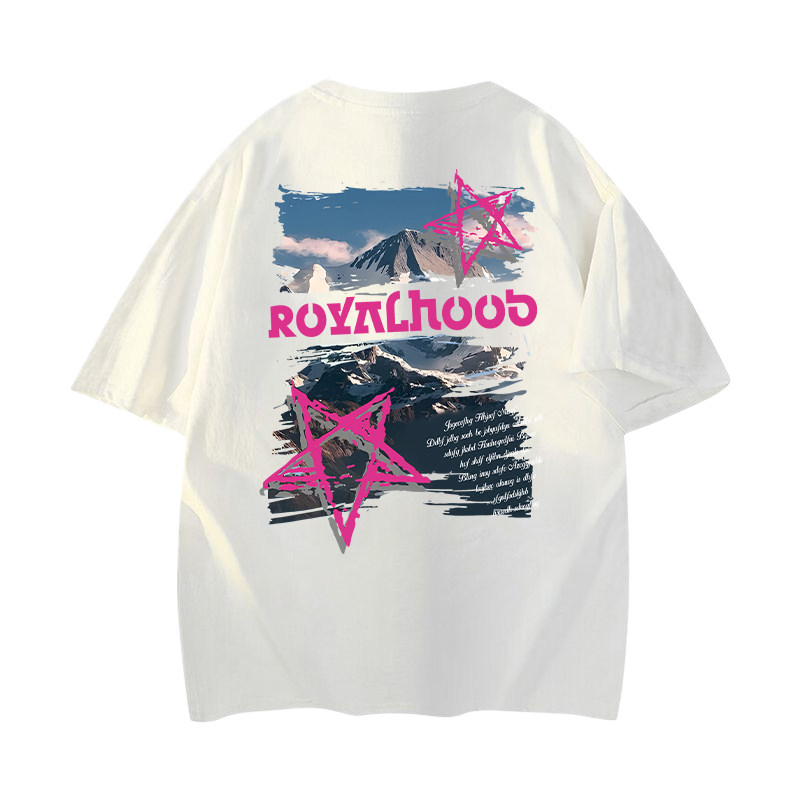 美式风雪山印花短袖T恤男女宽松重磅纯棉潮流上衣,男装,T恤,淘宝优惠券,粉丝福利购,淘宝优惠卷