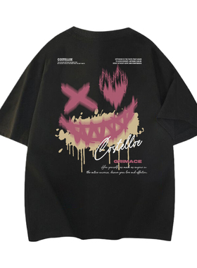 NOTTOMAD 美式高街宽松透气背后吸鬼脸图休闲短袖T恤