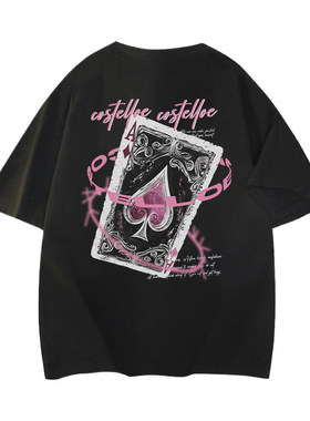 NOTTOMAD 美式扑克牌宽松透气印花短袖T恤