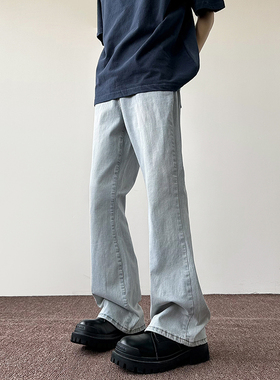 美式显高显瘦潮牌弯刀微喇牛仔裤男女同款