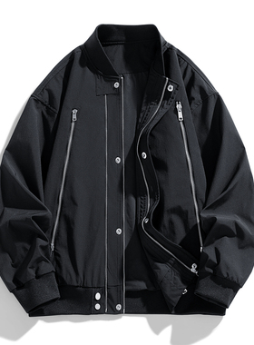 痞帅休闲棒球领夹克外套