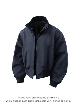 美式纯色基础款复古高街外套街头飞行员痞帅夹克