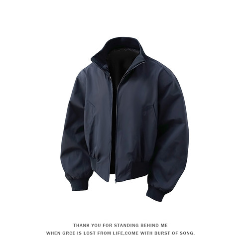 美式纯色基础款复古高街外套街头飞行员痞帅夹克