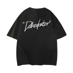 美式 T恤 复古艺术签名字体花体字母品牌纯棉透气短袖