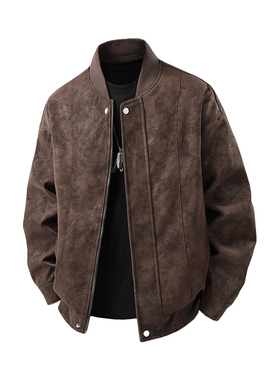 XUT 2025秋冬季新款加绒保暖美式飞行夹克潮流棒球服皮衣外套男